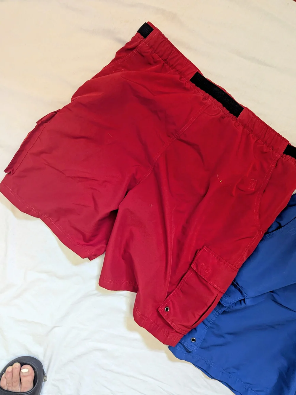 Lands End Cargo Outdoor Hiking Shorts 2 PK Red And Blue Men's L